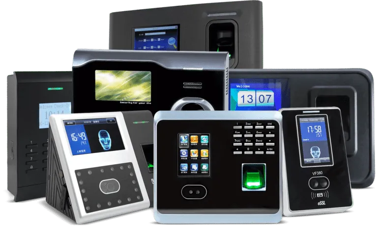 Biometric fingerprint scanner at an office entrance