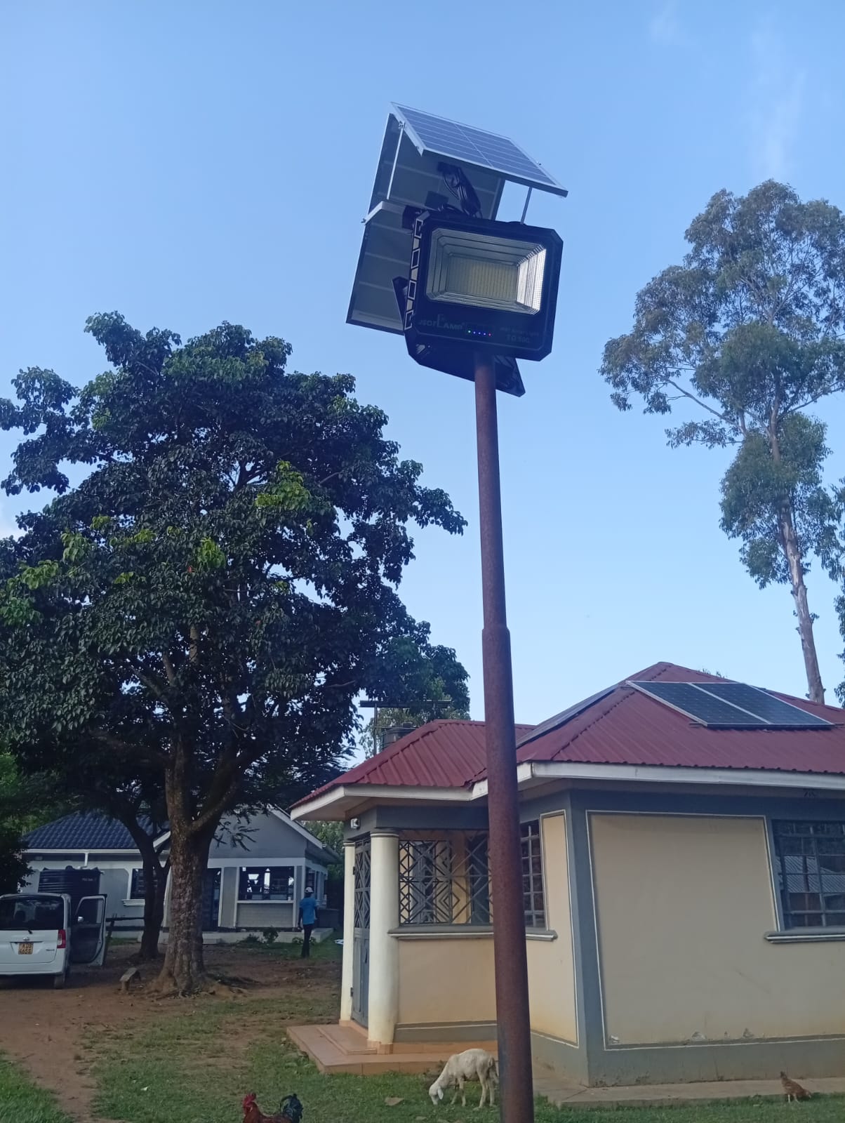 Floodlight installation completed outdoors